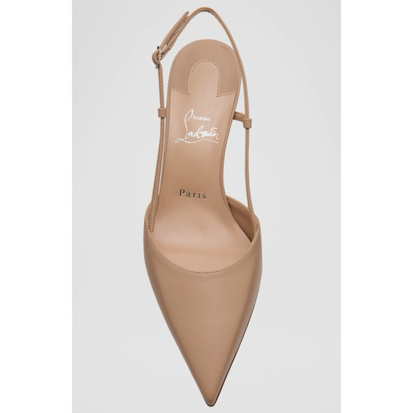 Christian Louboutin Condoroline 55 Blush Nude Leather Slingback Heel Pump 38 - Picture 8 of 13